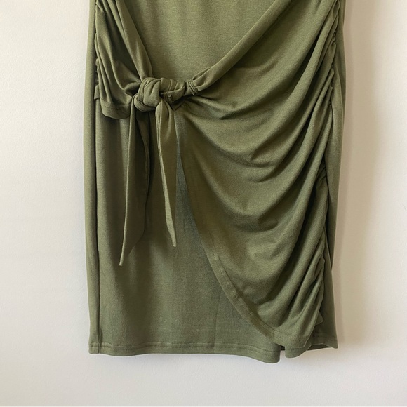 NWT Lillisory T Shirt Faux Wrap Bodycon Ruched Green Mini Dress size M - Picture 6 of 13
